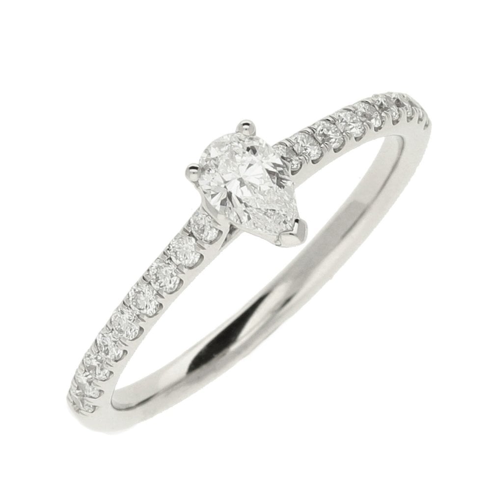 Ladies GIA Certified 0.44ct Diamond Platinum Ring - Colour D