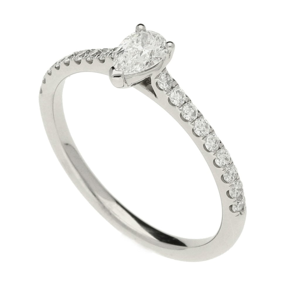 Ladies GIA Certified 0.44ct Diamond Platinum Ring - Colour D