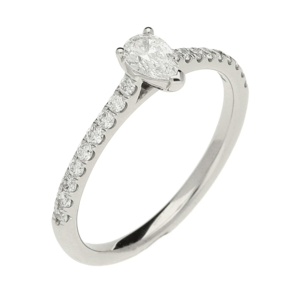 Ladies GIA Certified 0.44ct Diamond Platinum Ring - Colour D