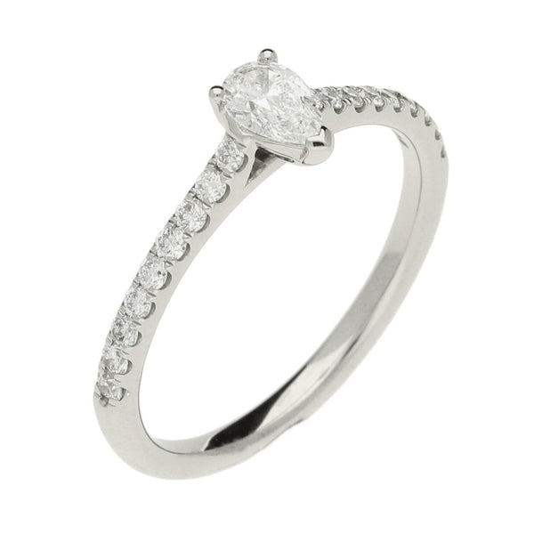 Ladies GIA Certified 0.44ct Diamond Platinum Ring - Colour D
