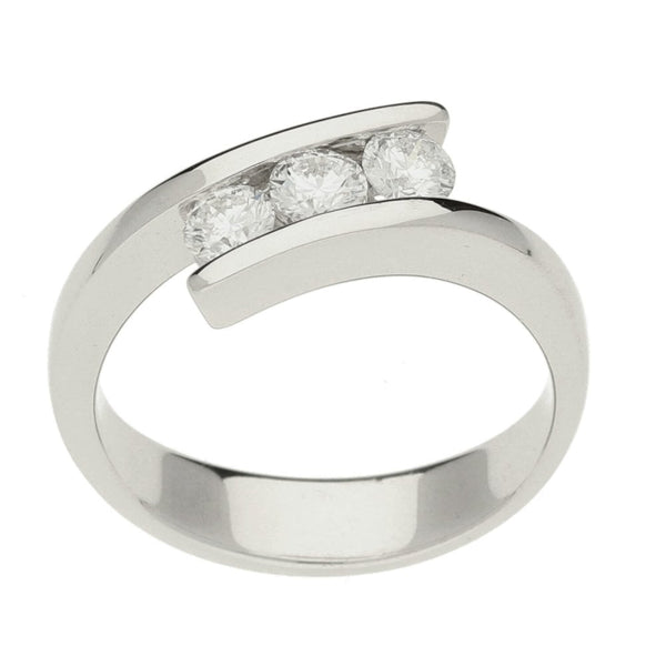 Ladies 18ct White Gold Trilogy Diamond Ring - Size K½