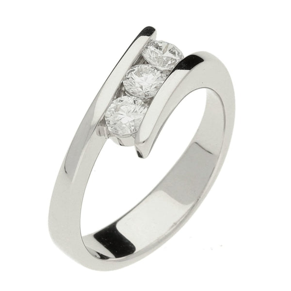 Ladies 18ct White Gold Trilogy Diamond Ring - Size K½