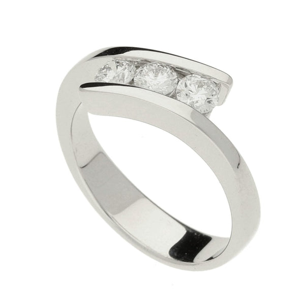 Ladies 18ct White Gold Trilogy Diamond Ring - Size K½