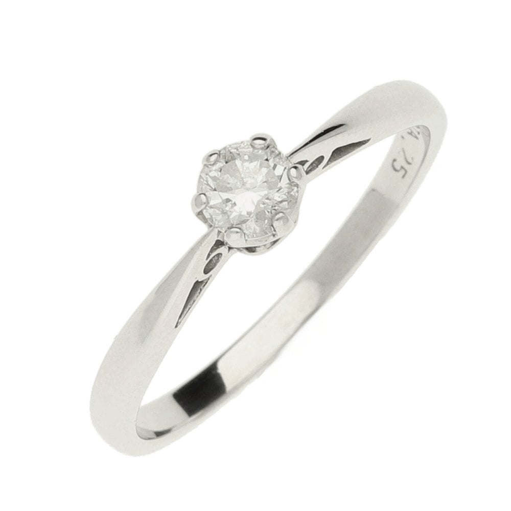 18ct White Gold Diamond Engagement Ring - Size K - 0.25ct
