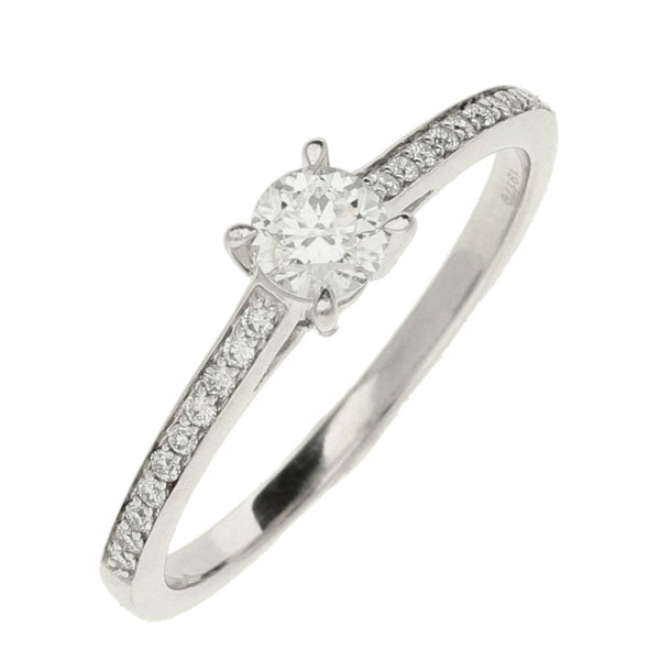 Ladies 18ct White Gold Diamond Ring - Size J½