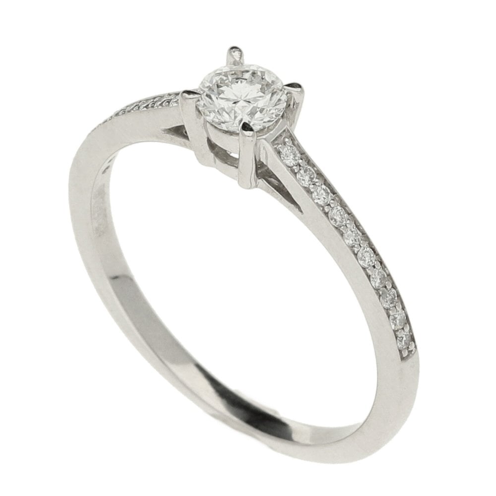 Ladies 18ct White Gold Diamond Ring - Size J½