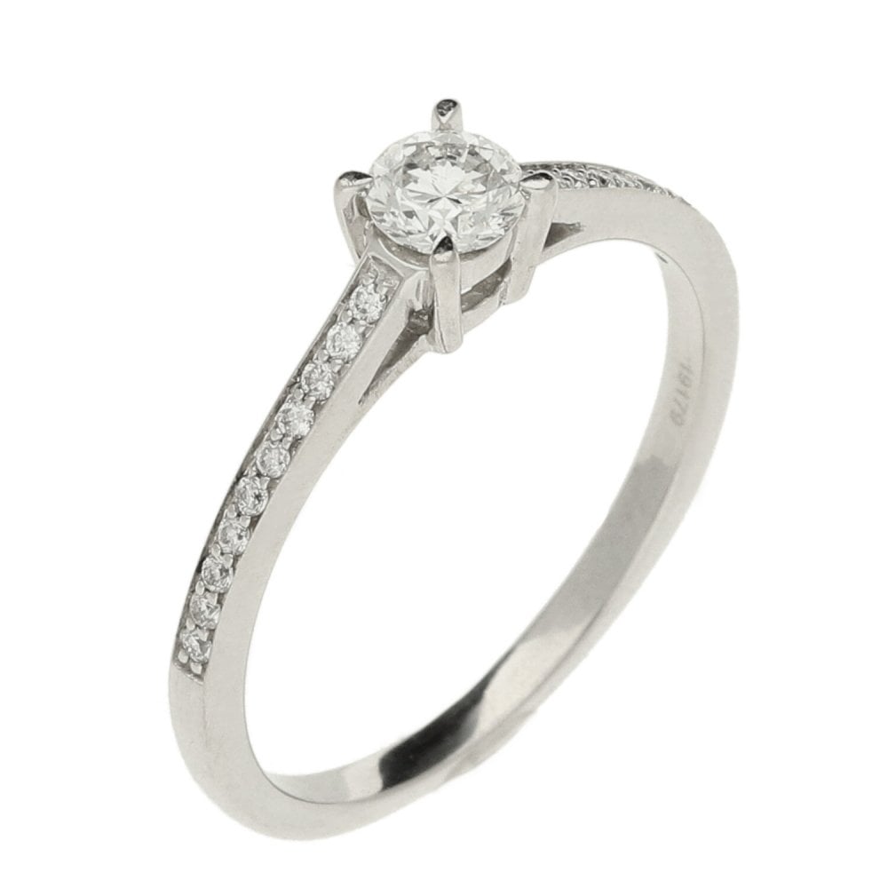 Ladies 18ct White Gold Diamond Ring - Size J½