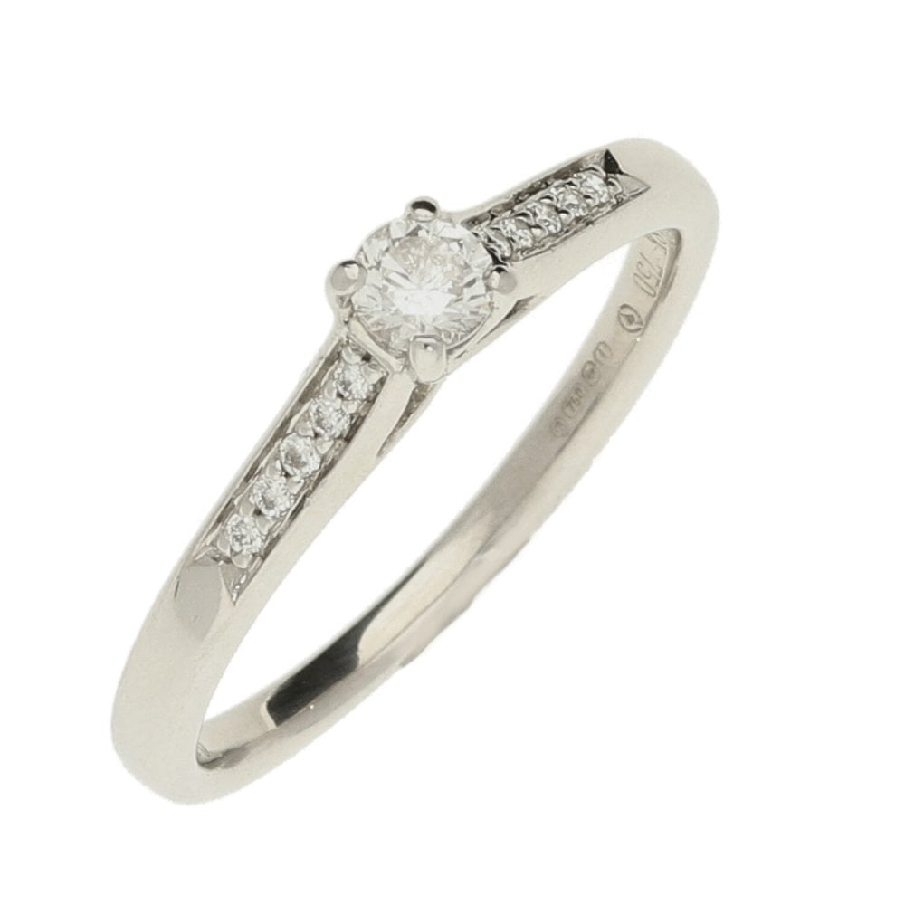 Ladies 18ct White Gold Diamond Engagement Ring - Size L