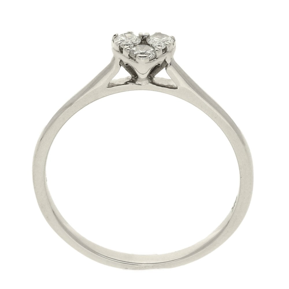 Ladies 9ct White Gold Diamond Heart Shape Ring - Size S