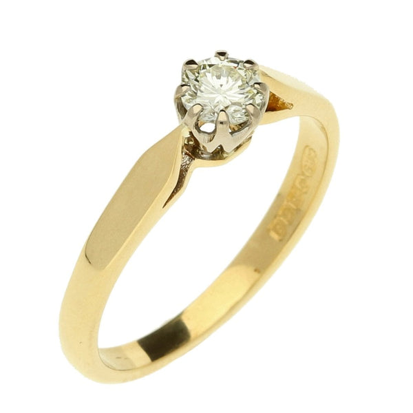 Ladies 18ct Yellow Gold Diamond Engagement Ring - Size M