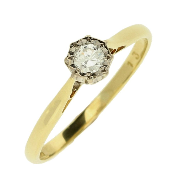 Ladies 18ct Yellow Gold Diamond Engagement Ring - Size N