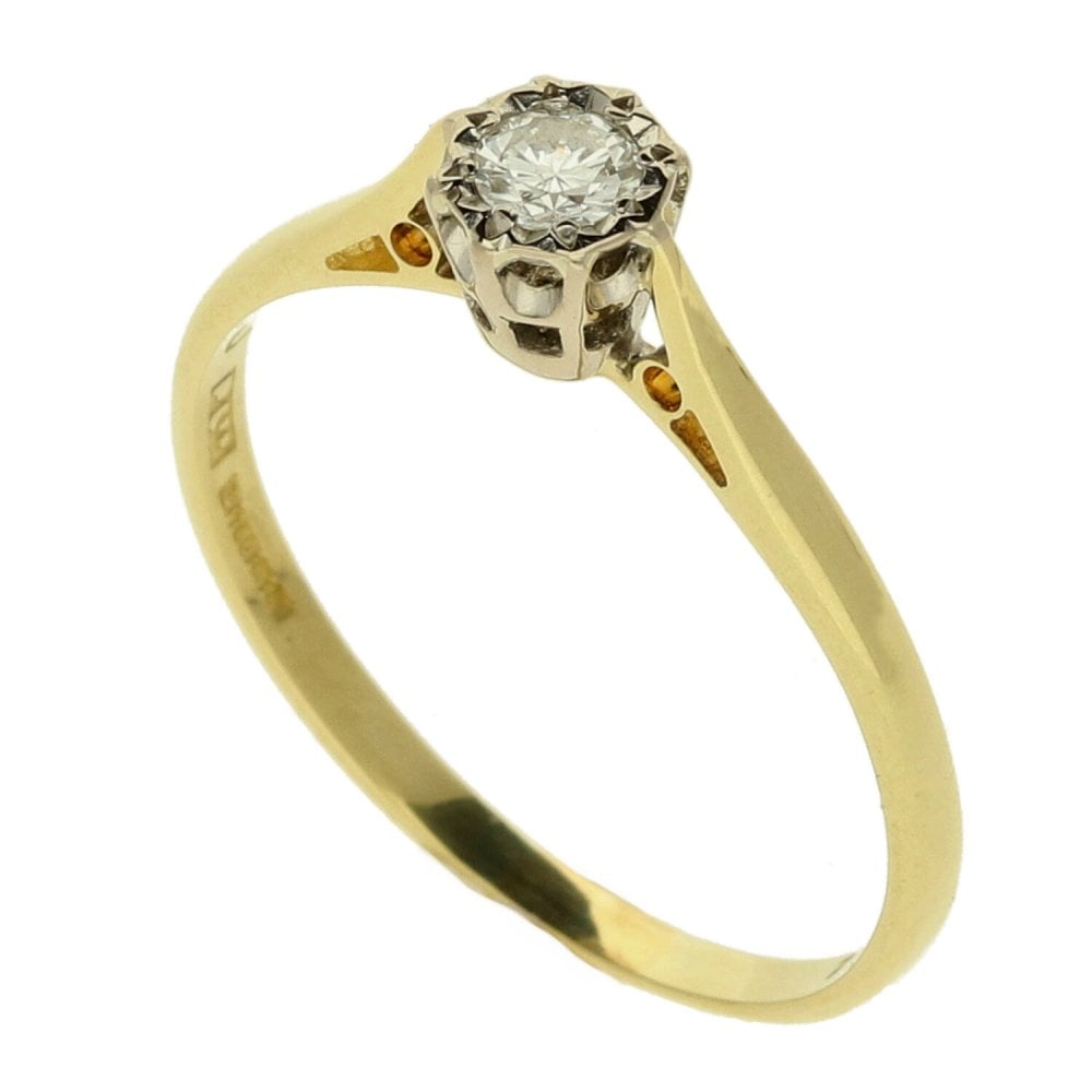 Ladies 18ct Yellow Gold Diamond Engagement Ring - Size N