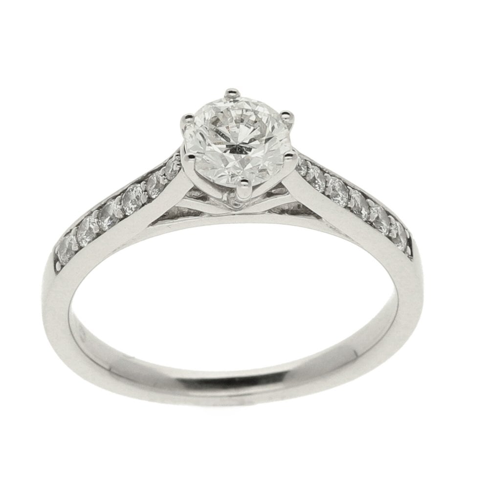 Ladies 18ct White Gold Engagement Diamond Ring - Size J