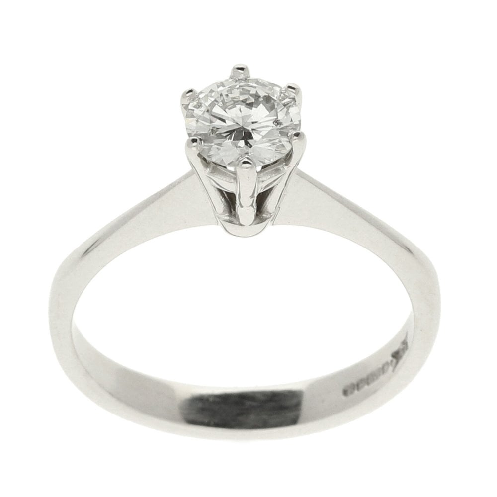 Ladies 18ct White Gold Diamond Engagement Ring - Size L