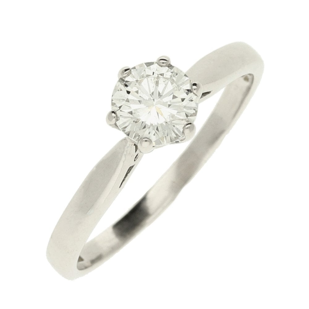 Ladies 18ct White Gold Diamond Engagement Ring - Size P