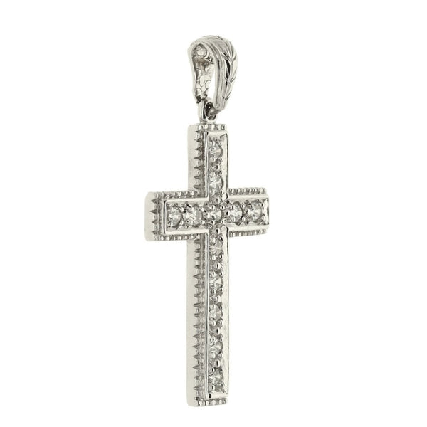 Ladies 14ct White Gold Diamond Cross Pendant - 0.15ct
