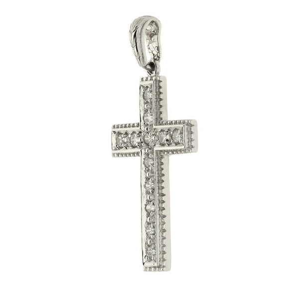 Ladies 14ct White Gold Diamond Cross Pendant - 0.15ct