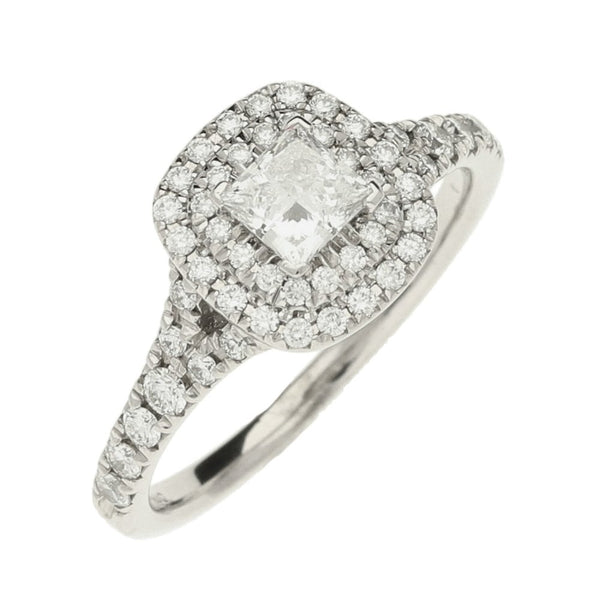 Ladies 18ct White Gold Diamond Cluster Ring - Size J