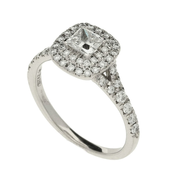 Ladies 18ct White Gold Diamond Cluster Ring - Size J