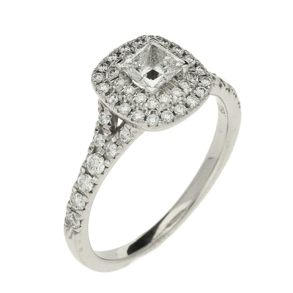 Ladies 18ct White Gold Diamond Cluster Ring - Size J