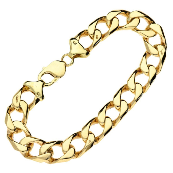 Gents 9ct Yellow Gold Curb Bracelet - 9"- 55.6g