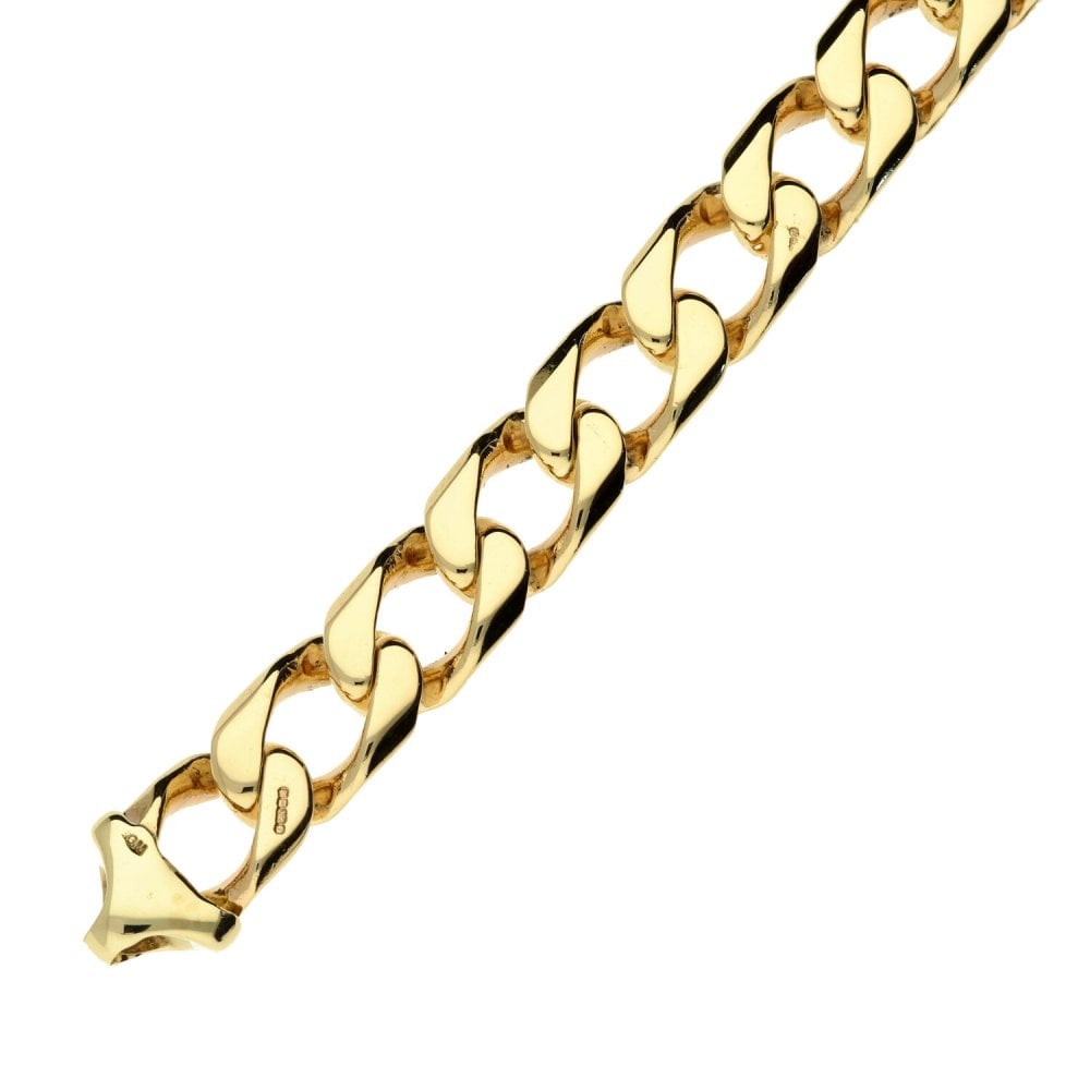 Gents 9ct Yellow Gold Curb Bracelet - 9"- 55.6g