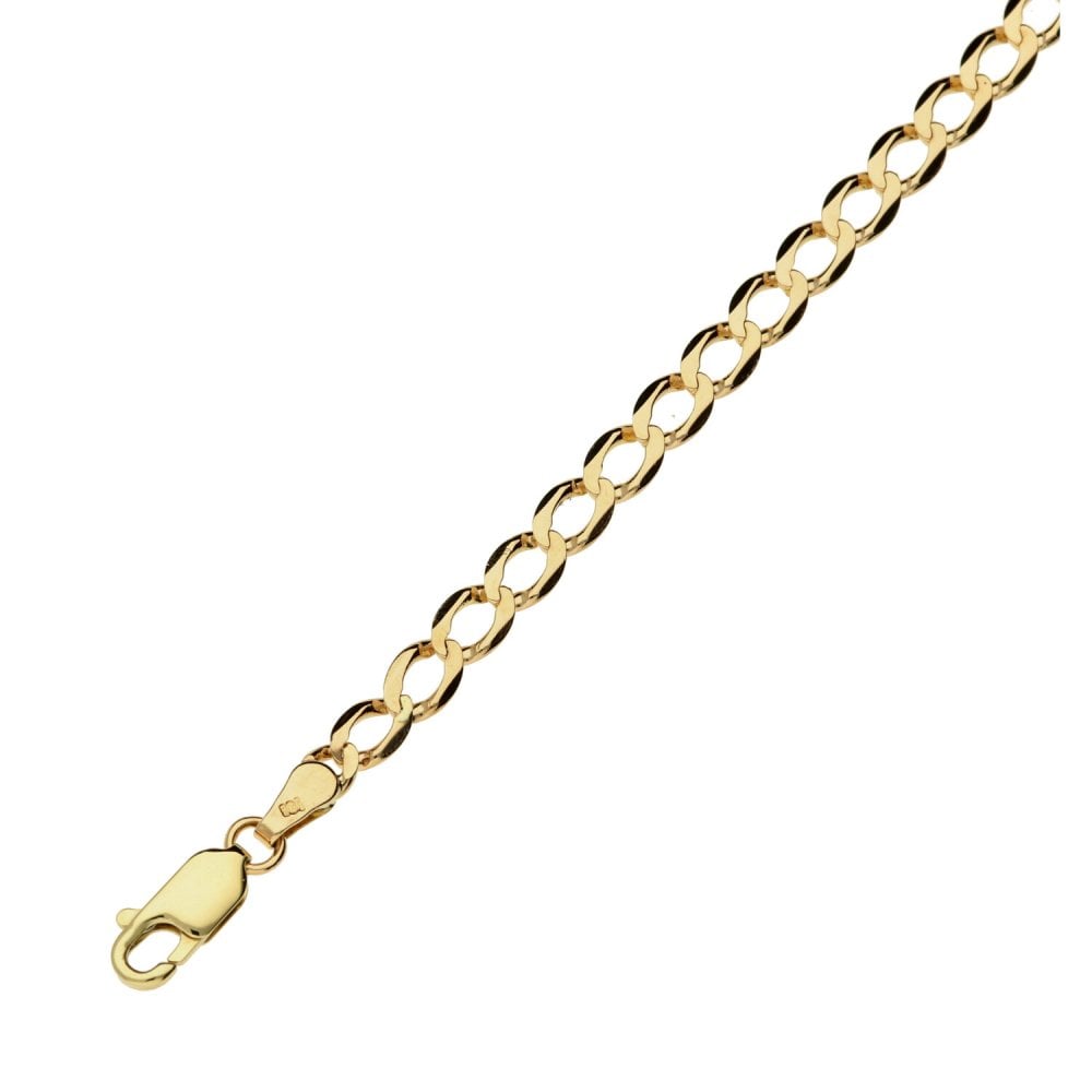 Ladies 9ct Yellow Gold Curb Bracelet - 8½" - 4.7g