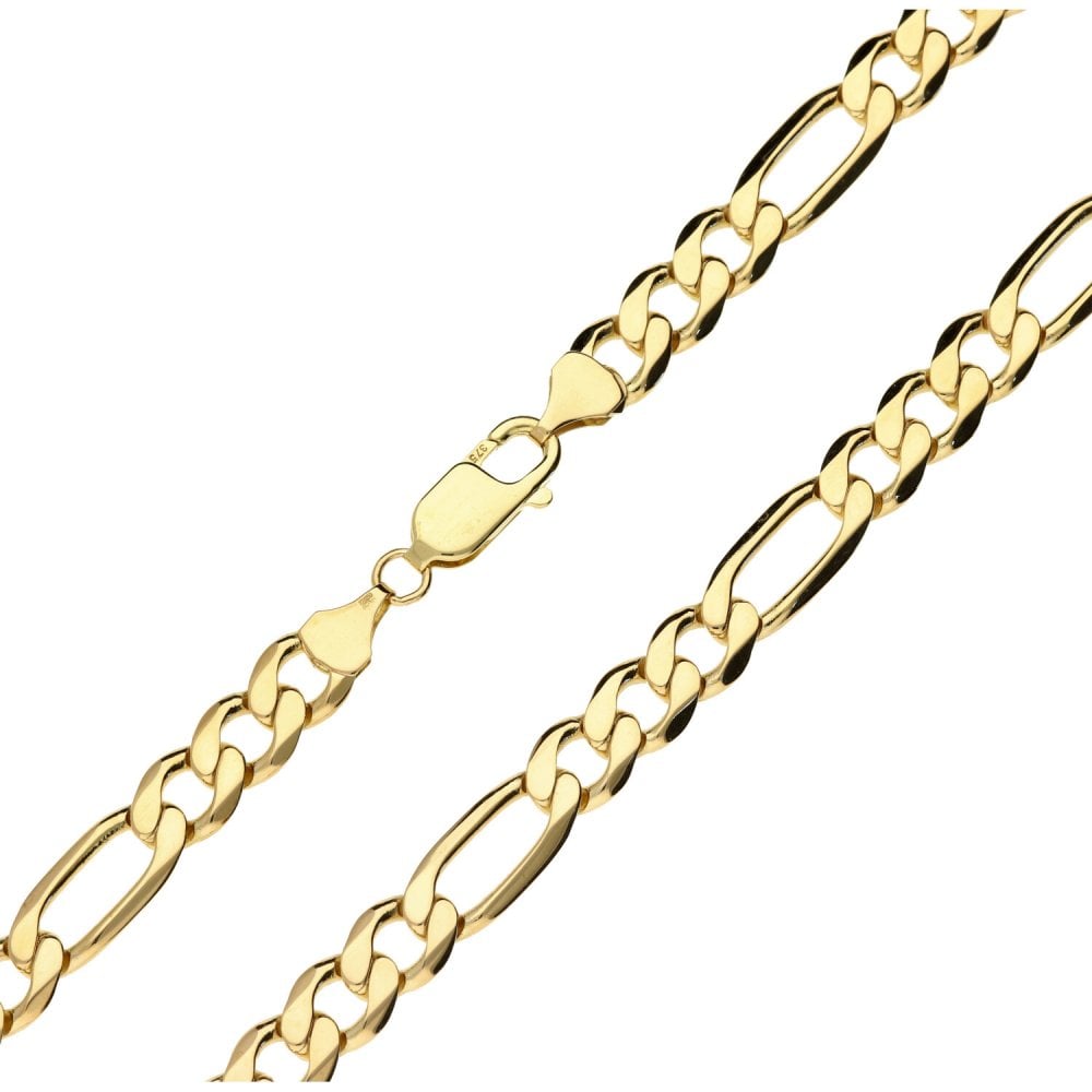 Gents 9ct Yellow Gold Figaro Chain - 24" - 46.5g