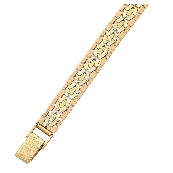 Ladies 9ct Tri-Colour Fancy Link Bracelet - 7½"