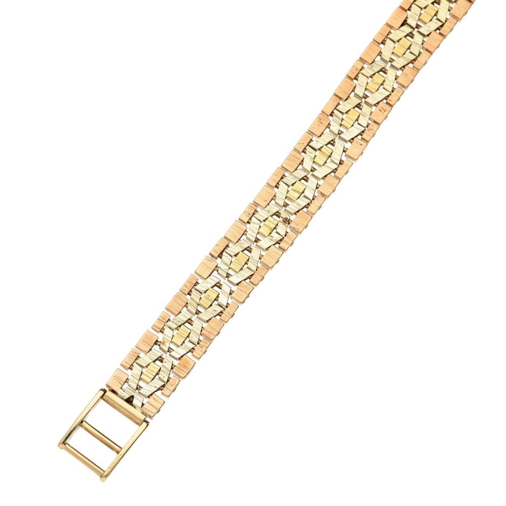 Ladies 9ct Tri-Colour Fancy Link Bracelet - 7½"