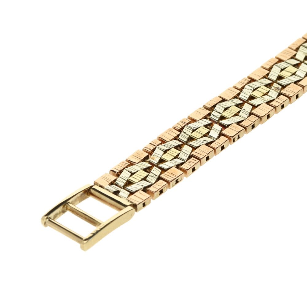 Ladies 9ct Tri-Colour Fancy Link Bracelet - 7½"