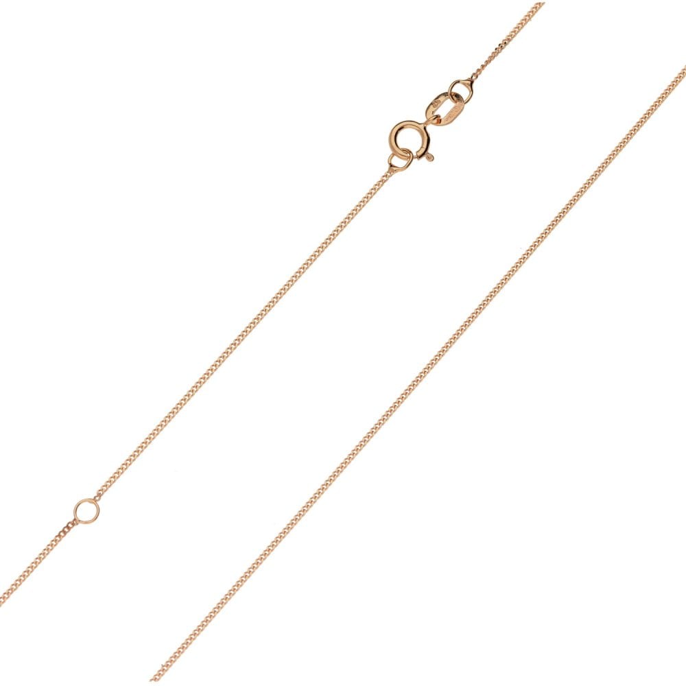 9ct Rose Gold 1mm Curb Chain - 16/18'' - 0.8g