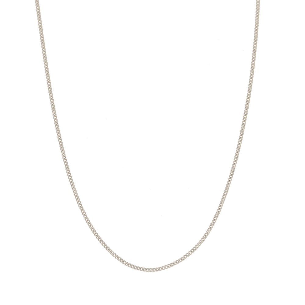 9ct White Gold 1mm Curb Chain - 16/18'' - 0.8g