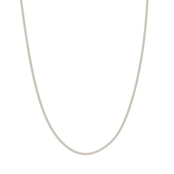 9ct White Gold 1mm Curb Chain - 16/18'' - 0.8g