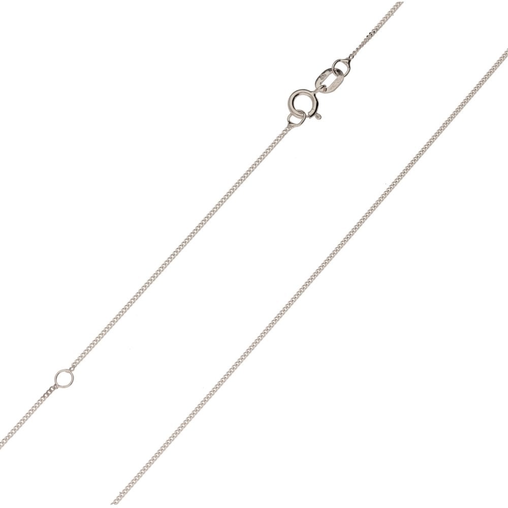 9ct White Gold 1mm Curb Chain - 16/18'' - 0.8g