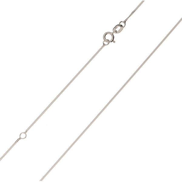 9ct White Gold 1mm Curb Chain - 16/18'' - 0.8g