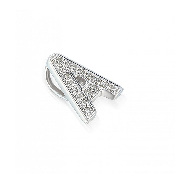 Ladies 9ct White Gold Diamond Initial A Slider Pendant