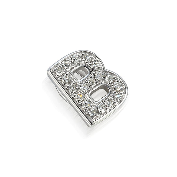 Ladies 9ct White Gold Diamond Initial B Slider Pendant