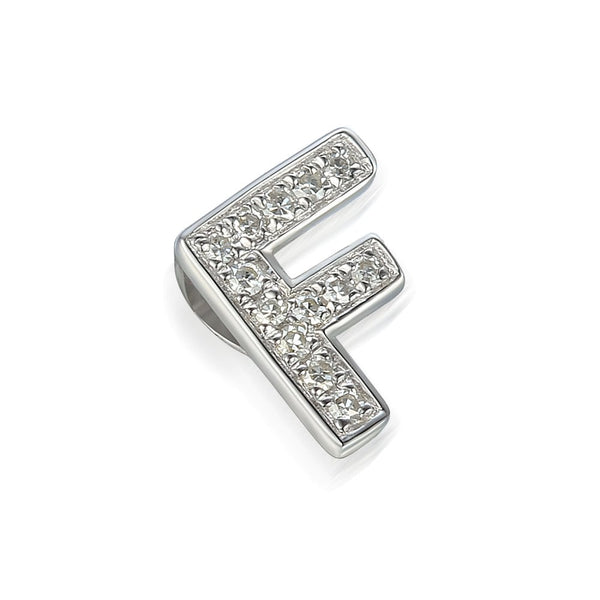 Ladies 9ct White Gold Diamond Initial F Slider Pendant