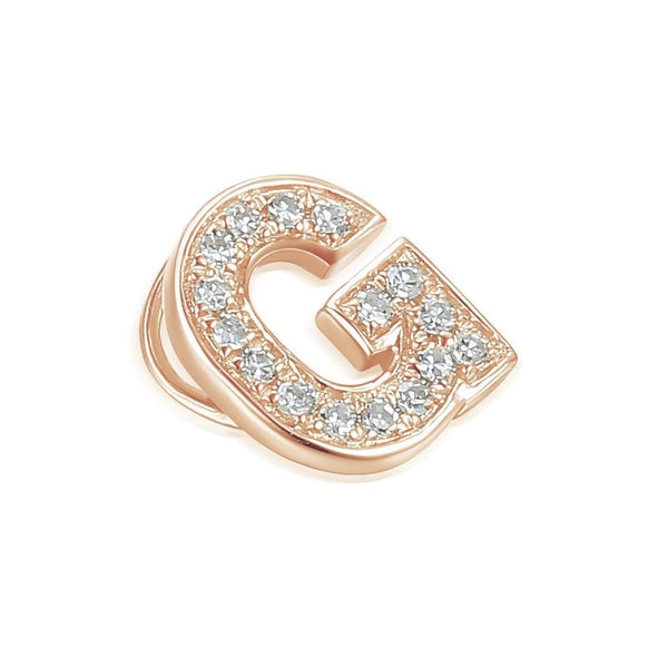 Ladies 9ct Rose Gold Diamond Initial G Slider Pendant