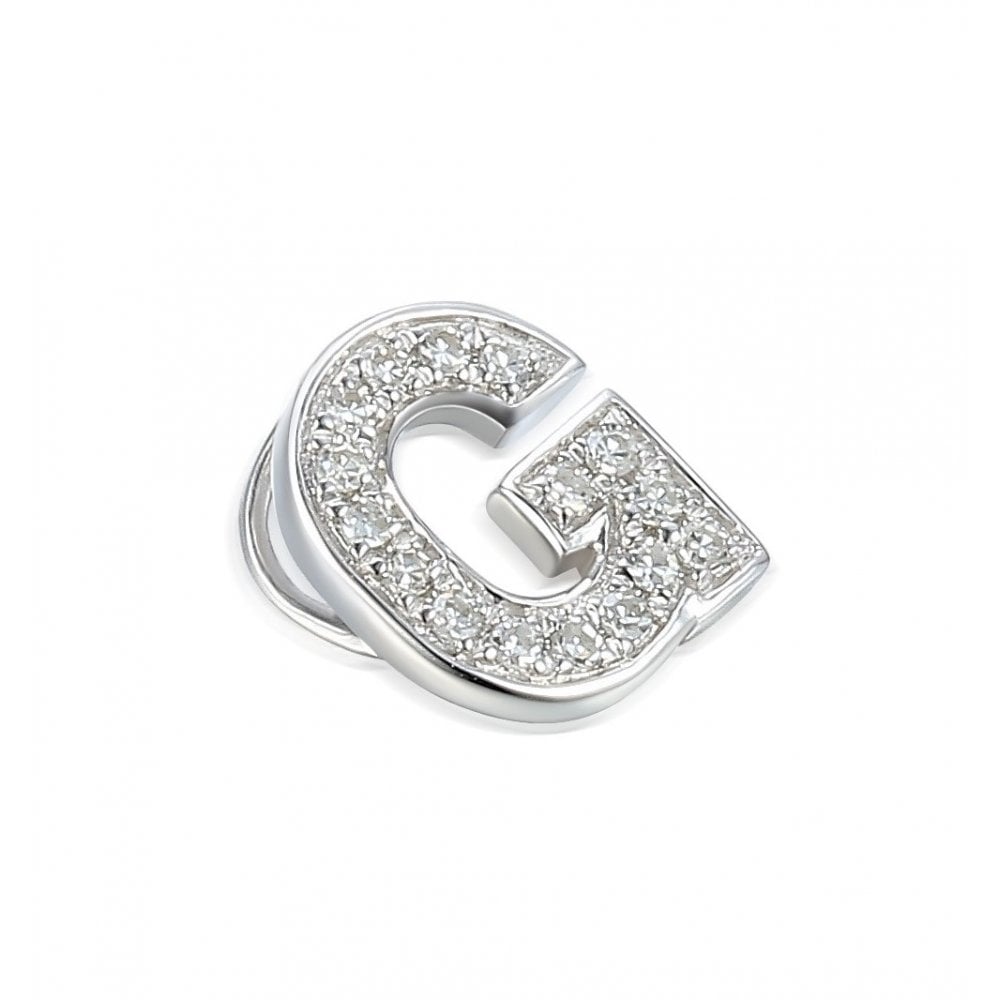 Ladies 9ct White Gold Diamond Initial G Slider Pendant