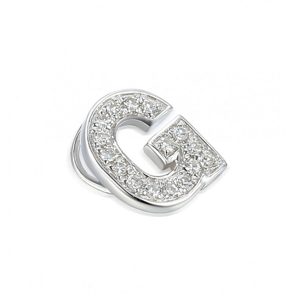 Ladies 9ct White Gold Diamond Initial G Slider Pendant
