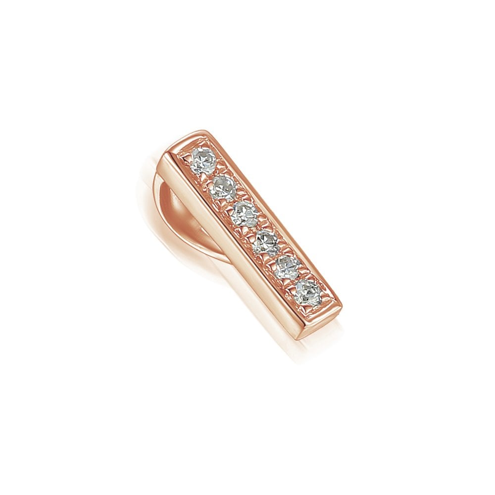 Ladies 9ct Rose Gold Diamond Initial I Slider Pendant