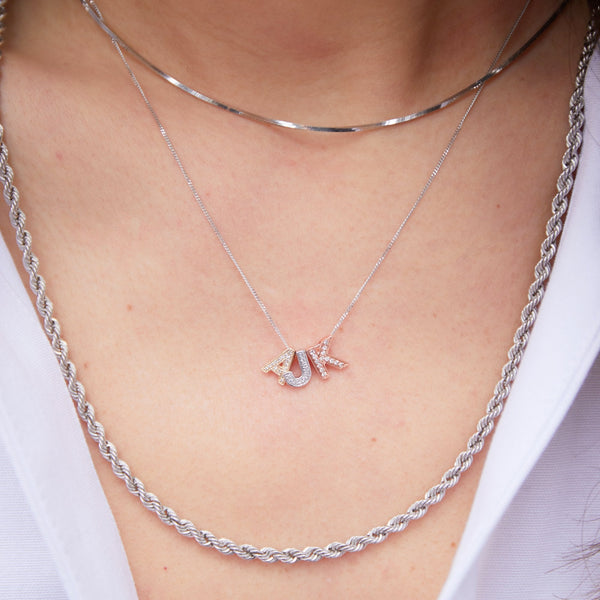 Ladies 9ct Rose Gold Diamond Initial M Slider Pendant
