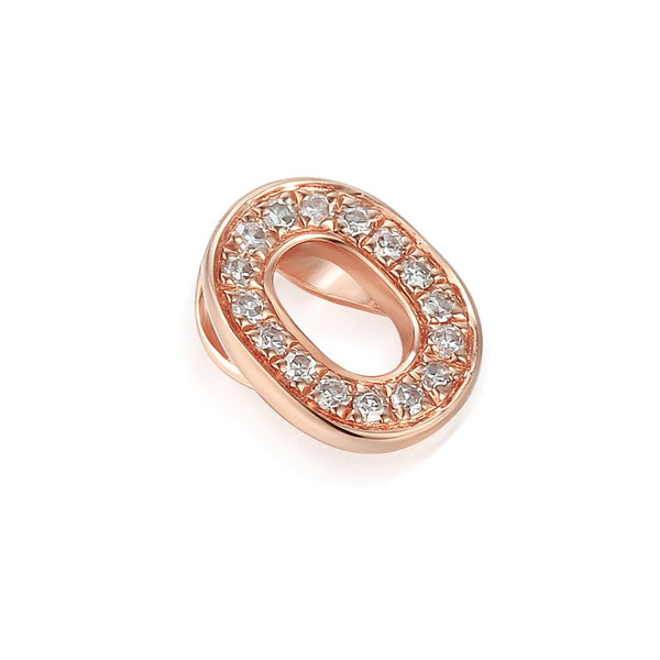 Ladies 9ct Rose Gold Diamond Initial O Slider Pendant