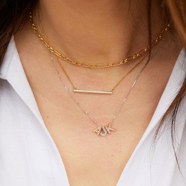 Ladies 9ct White Gold Diamond Initial R Slider Pendant