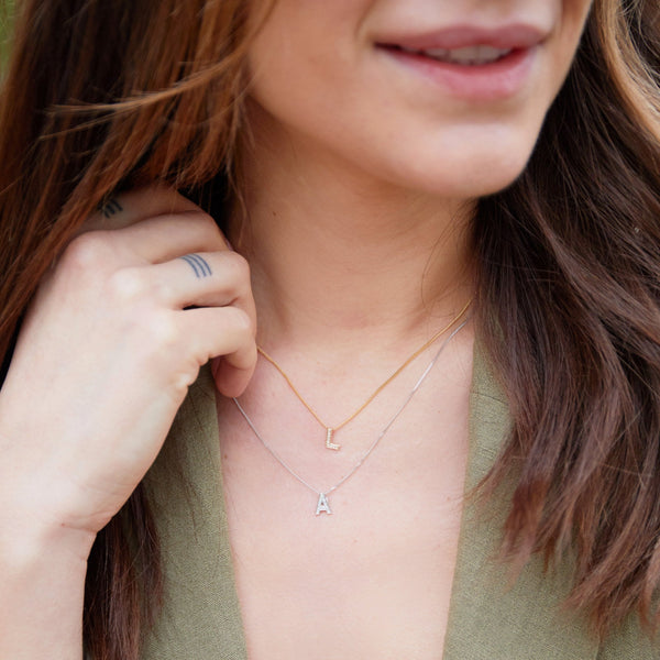 Ladies 9ct Rose Gold Diamond Initial S Slider Pendant