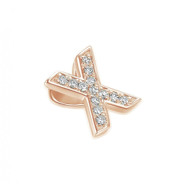 Ladies 9ct Rose Gold Diamond Initial X Slider Pendant