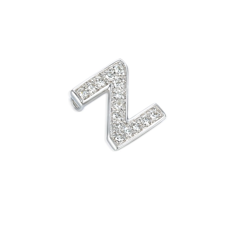 Ladies 9ct White Gold Diamond Initial Z Slider Pendant