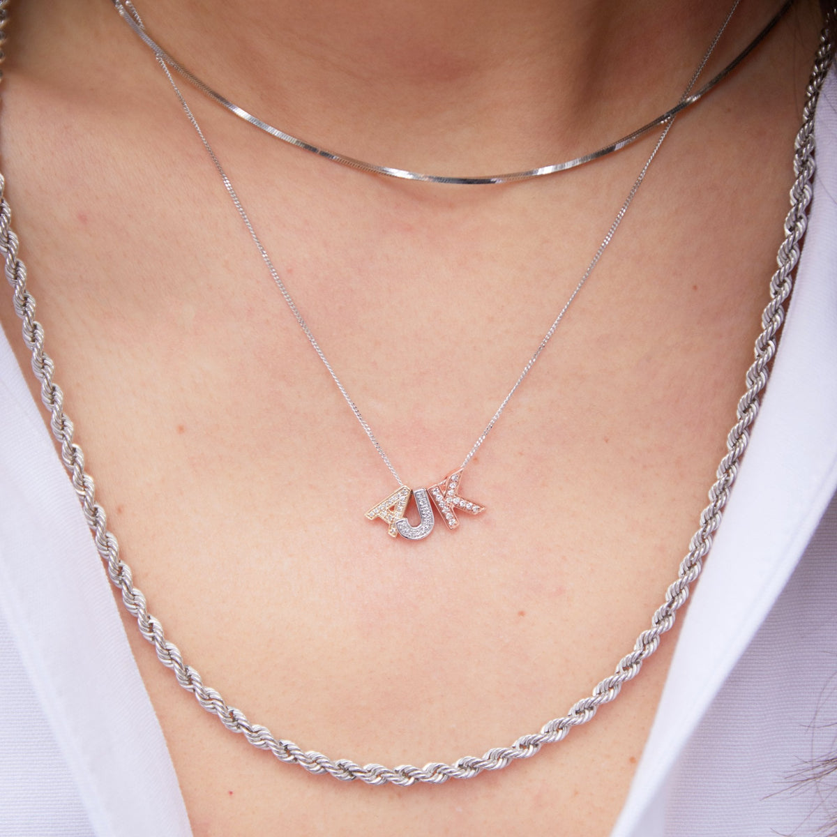 Ladies 9ct Rose Gold Diamond Initial J Slider Pendant